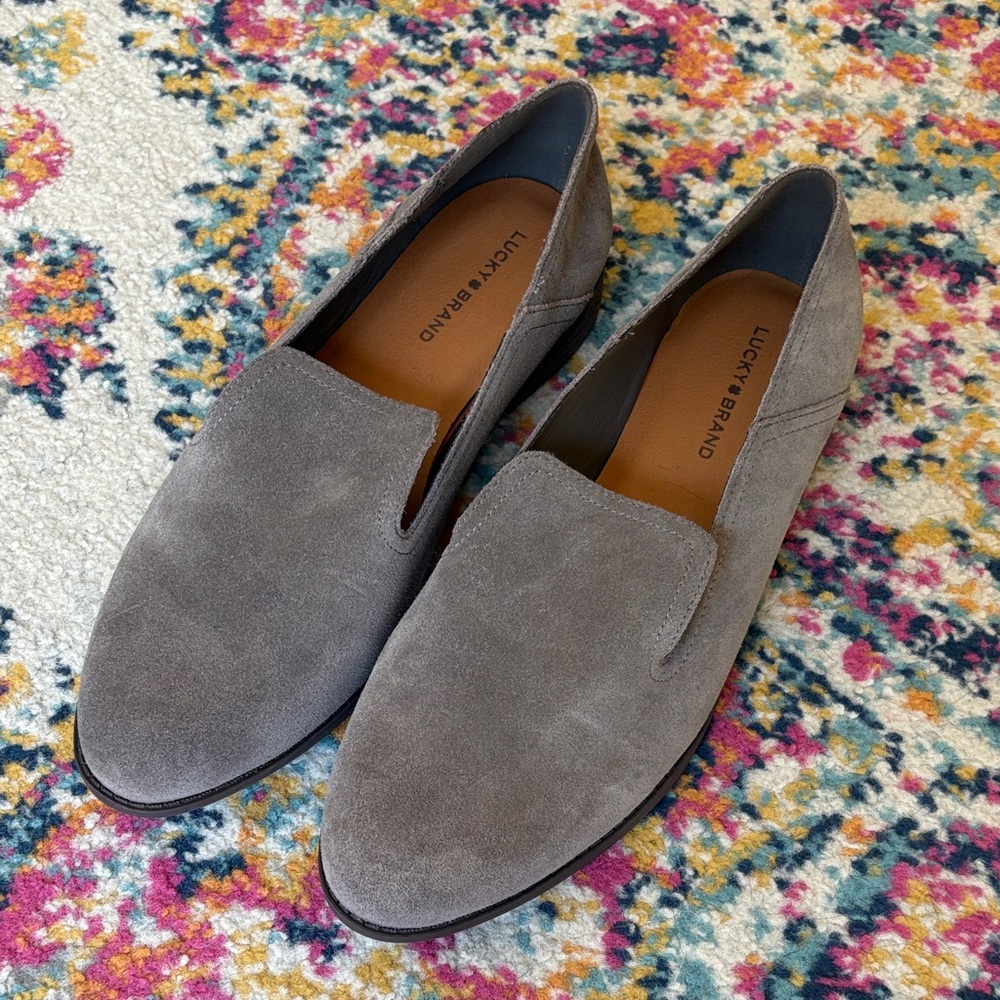 Lucky Brand Taupe Suede Loafers